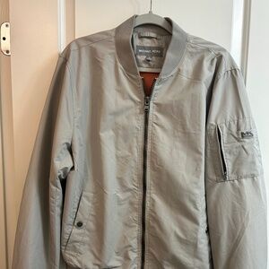 Michael Kors Jacket Mens M Tan Bomber Full Zip Logo Lightweight Aviator Fall
